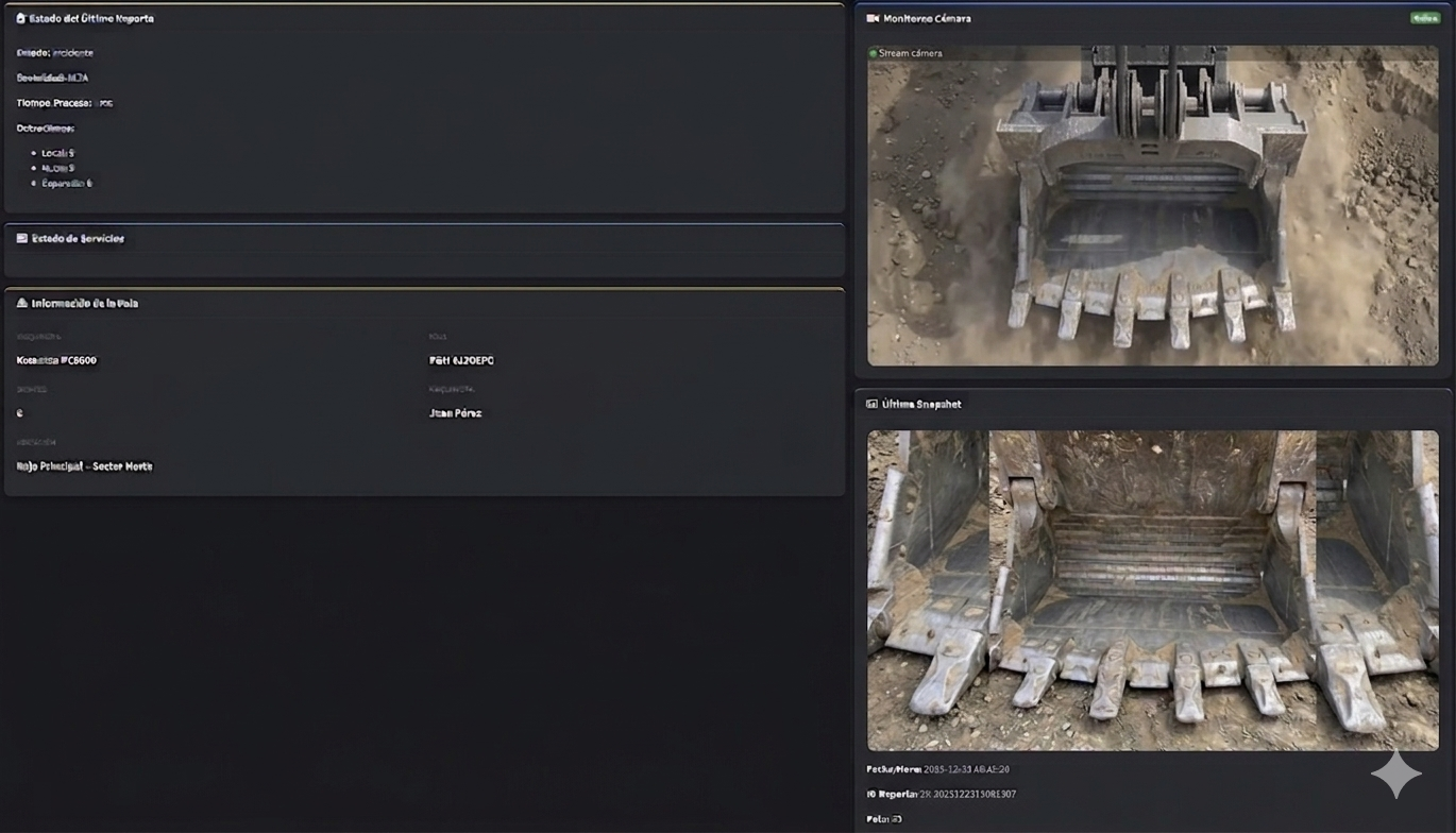 Pala mecánica con sistema GETS instalado